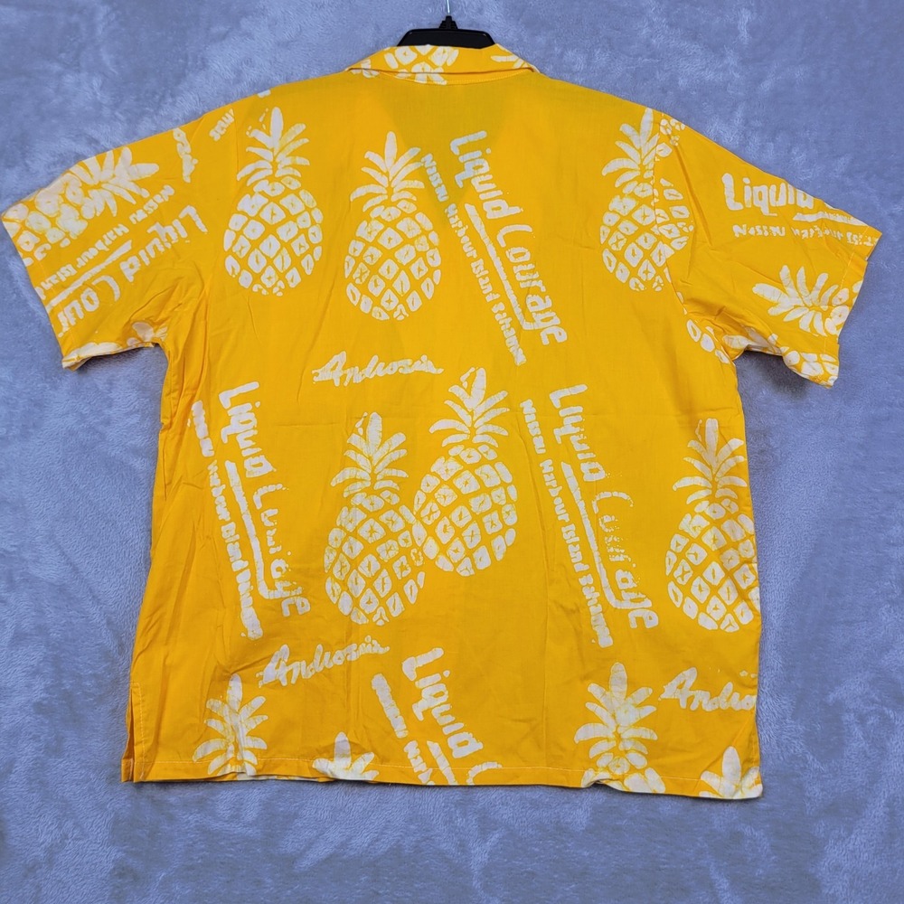 Androsia Bahamas Shirt Mens Large Yellow Pineapple Print Button Up Vintage - Picture 3 of 8